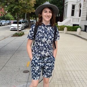 Blue and White Floral Wildfang Button Down
